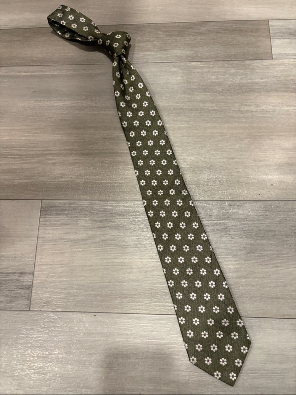 Men's Suitsupply Olive Green Floral Tie